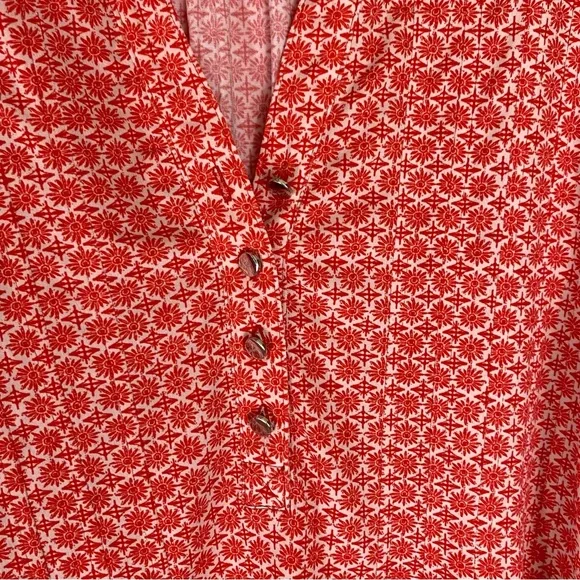 Westport Mandarin Collar V-neck with butt accent reddish Orange flowy blouse L - Picture 7 of 10